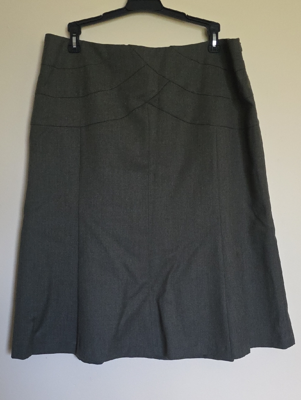 Harve Benard Olive-Green Wool A-Line Skirt